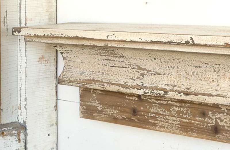 Distressed Chippy Wood Floating Shelf