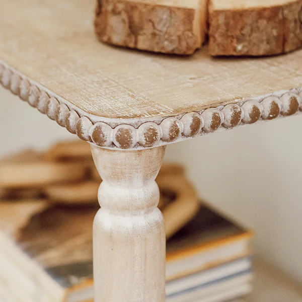 Three-Tier Beaded Edge Whitewash Table