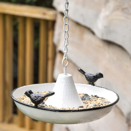 Enamel Saucer Hanging Bird Feeder
