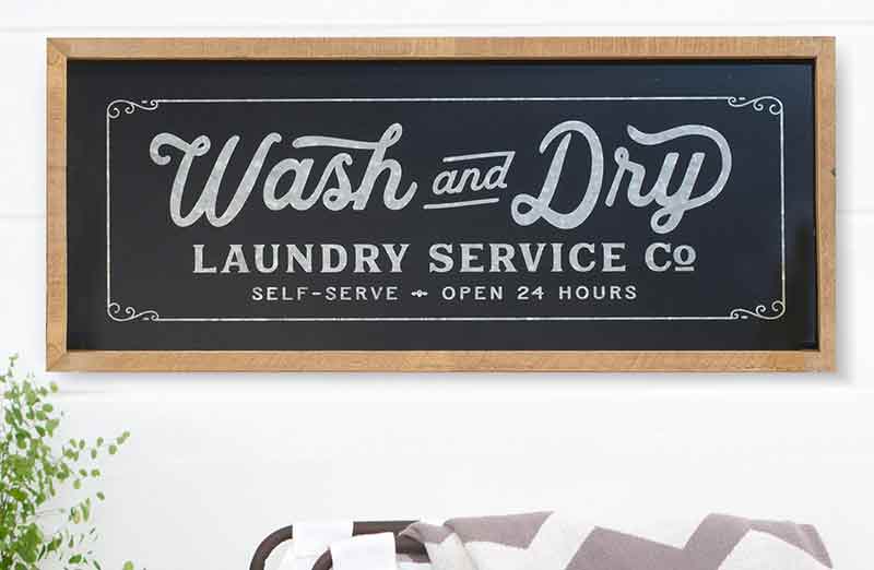 Wash and Dry Chalkboard Inspired Sign