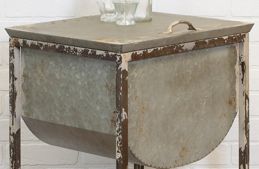 Distressed Wash Tub Storage Side Table