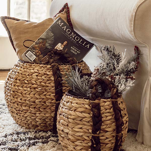 Round Handwoven Seagrass Round Handled Baskets