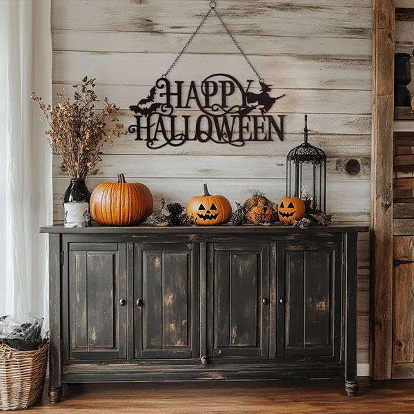 Happy Halloween Metal Hanging Sign