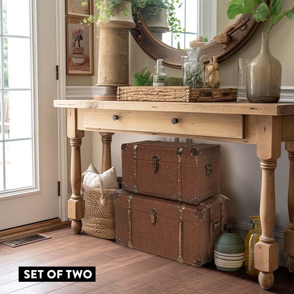 Vintage Inspired Wooden Trunks, Set of 2