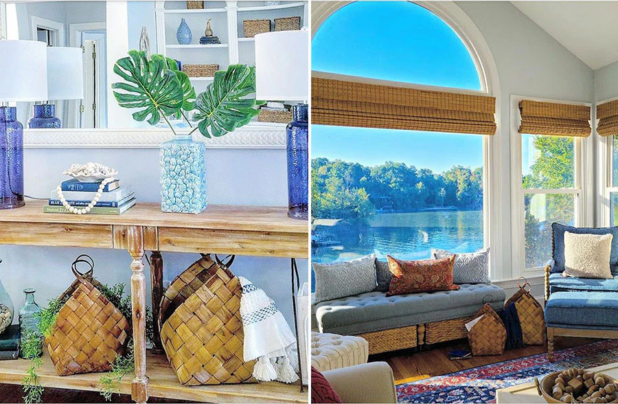 Large Woven Baskets with Handles, Set of 2