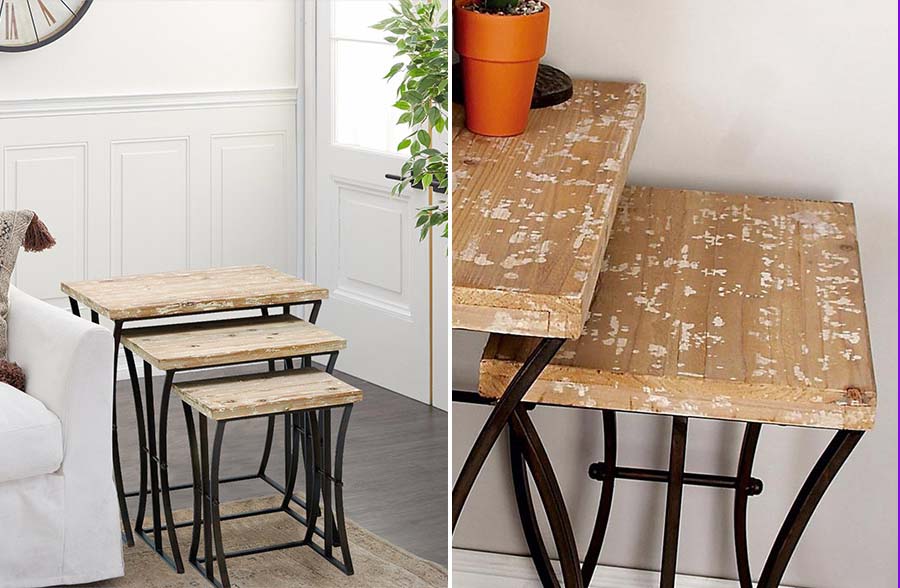 Metal Framed Nesting Tables, Set of 3