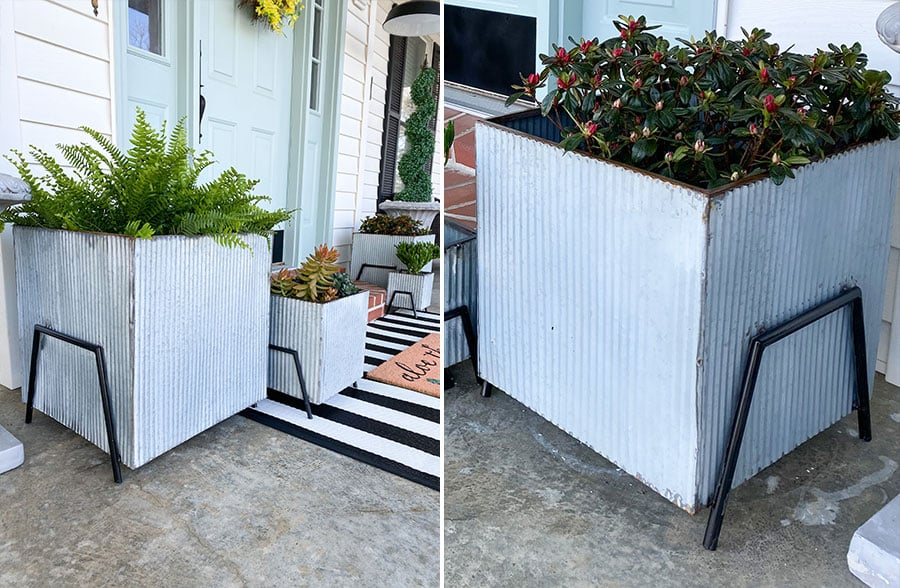 Square Silver Steel Plant Stands, Set of 4