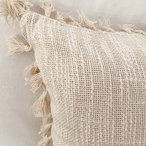 Natural Cotton Pillow with Tassels