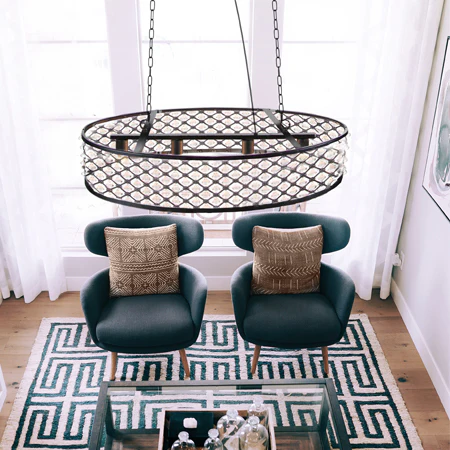 *HUGE* Crystal Embellished Oval Industrial Chandelier