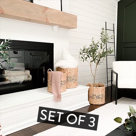 HUGE Woven Hyacinth Storage Baskets with Handles, Set of 3