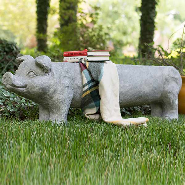 *HUGE* Eclectic Pig Garden Bench