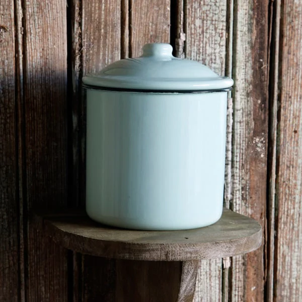 Eggshell Blue Enamelware Canister