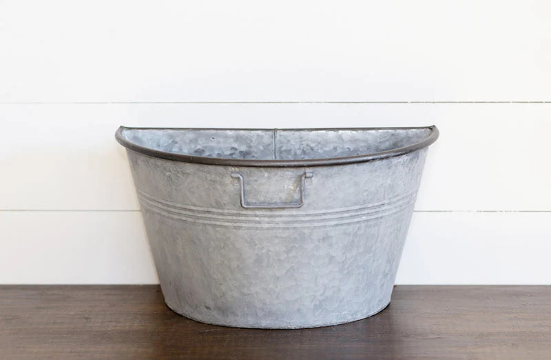 Galvanized Half Bucket Wall Planters