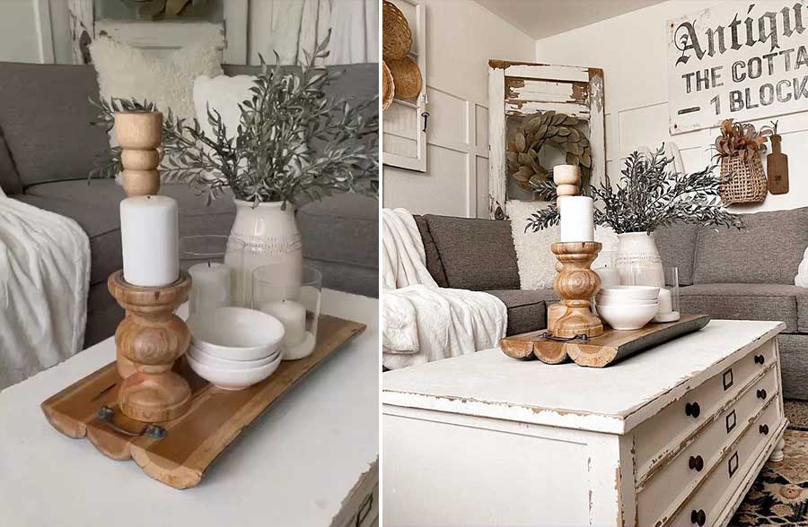 Natural Teak Wood Trays, Set of 2