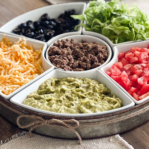 Ceramic 6 Section Dip Server with Metal Tray