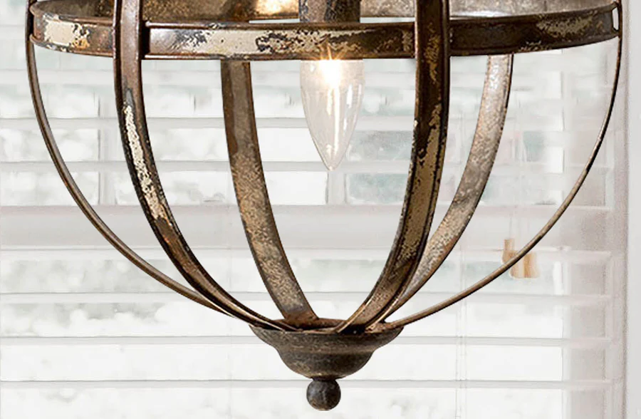 Distressed Finish Sphere Pendant Light