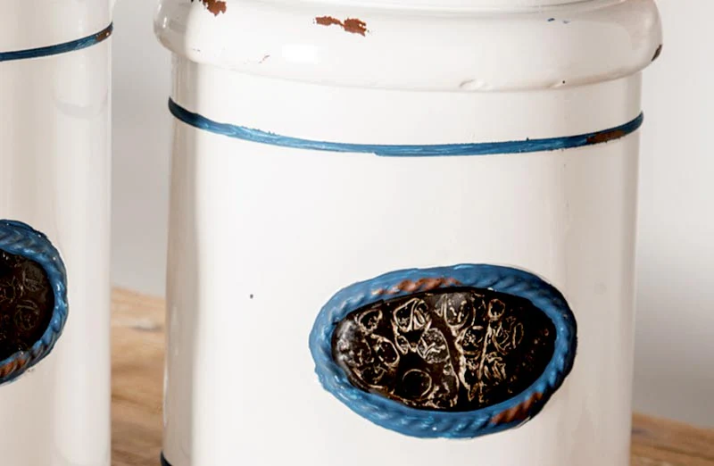 Enamel Inspired Farm Animal Kitchen Canisters  Set Of 3