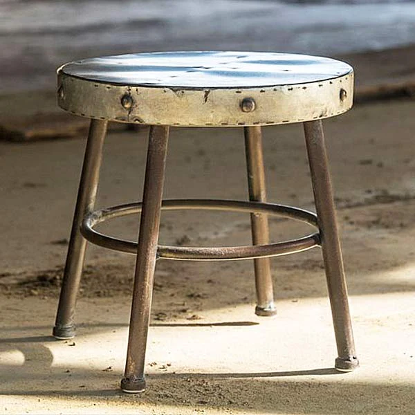 Distressed Metal Milking Stool