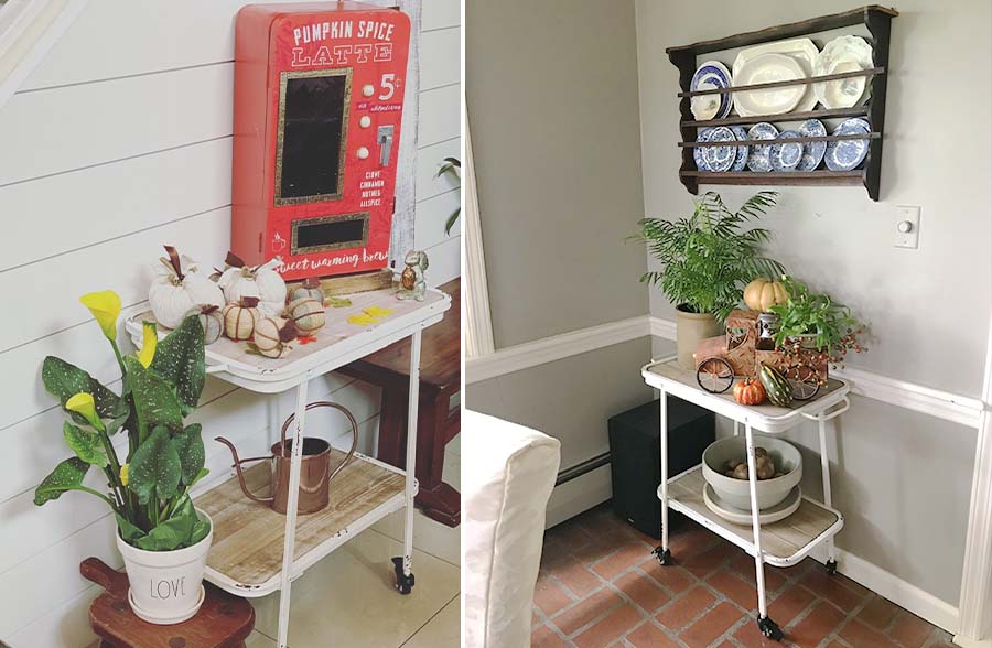 Distressed Metal Rolling Cart