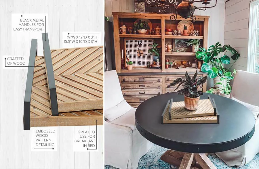 Wooden Bed and Breakfast Nesting Trays, Set of 2