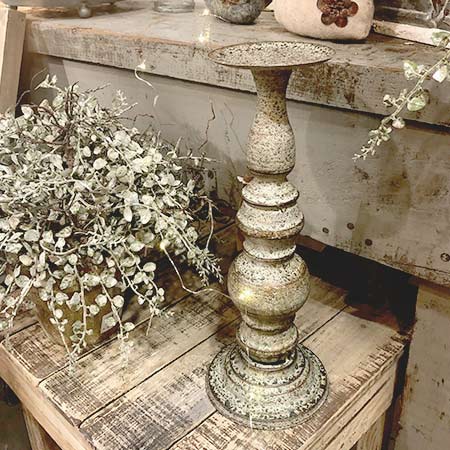 Oversized Weathered and Distressed Candle Holders, Set of 2