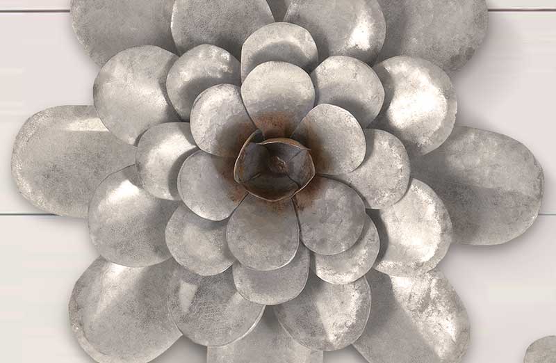Galvanized Wall Flowers  Set of 3