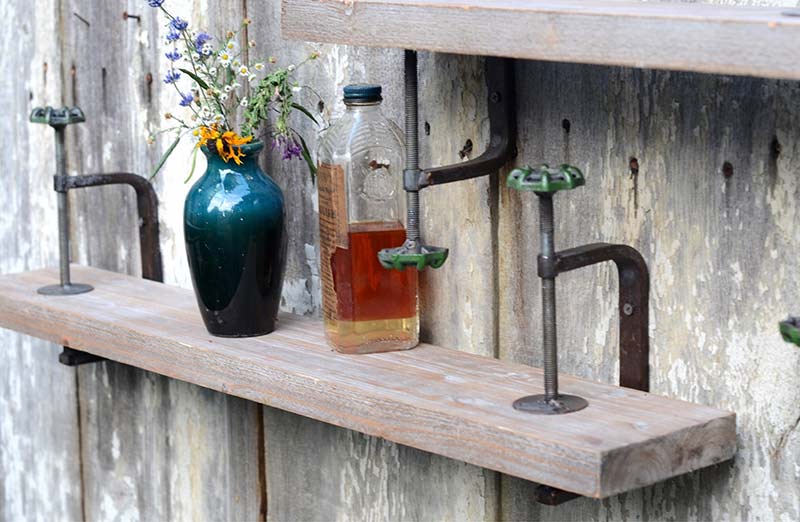 Rustic Wood Vise Shelf Set of 2