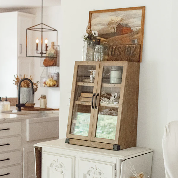 Wooden Baker's Display Wall Cabinet
