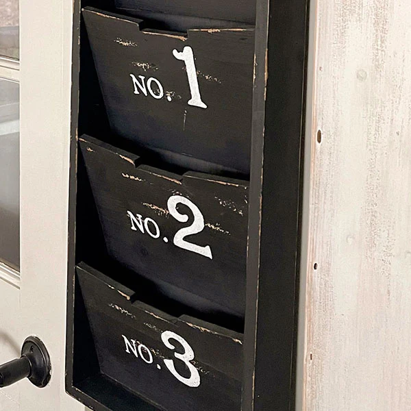 Distressed Wooden Wall Clock Organizer