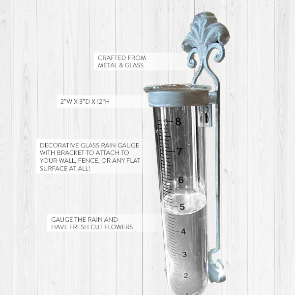 Timeworn Iron Fleur De Lis Rain Guage