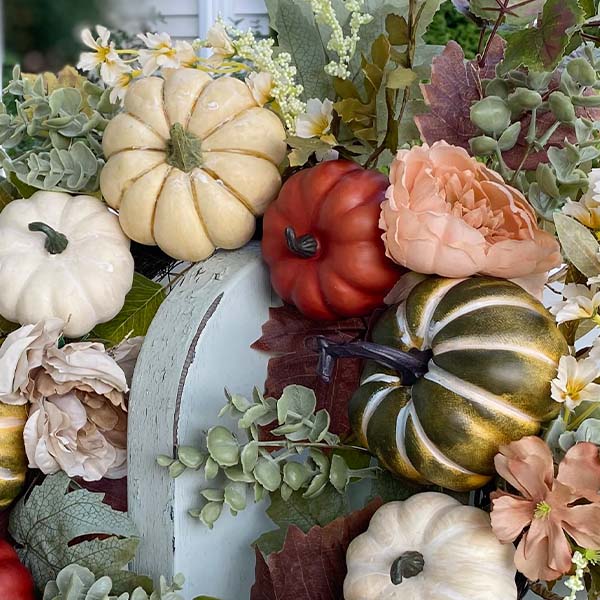 26 Inch Fall Peony and Pumpkin Layered Wreath