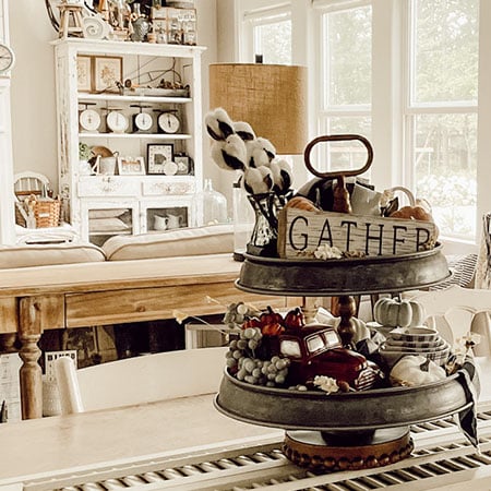 Bronze and Galvanized Two Tiered Stand