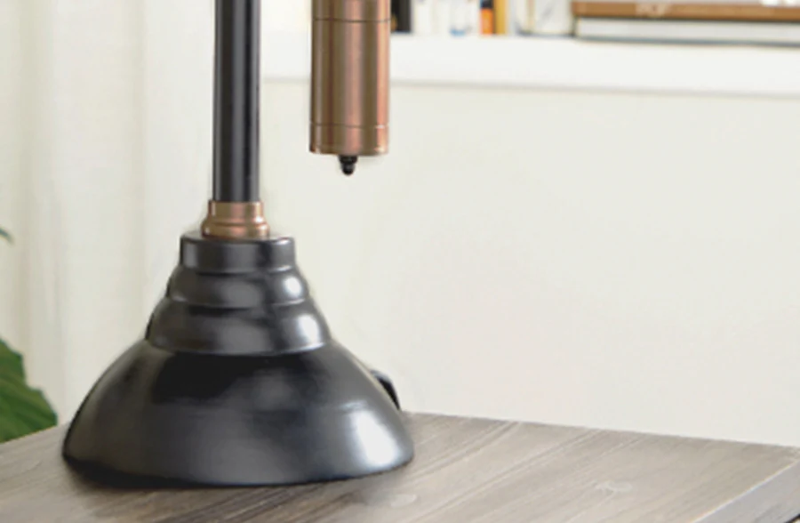 Black and Copper Adjustable Pulley Table Lamp