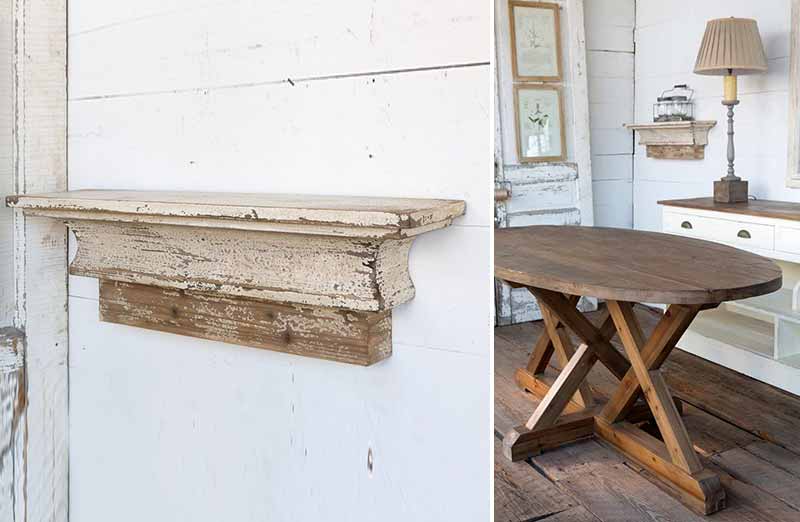 Distressed Chippy Wood Floating Shelf