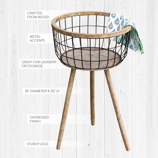 Modern Industrial Standing Storage Basket