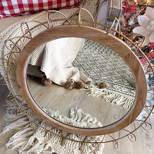 Wooden Sunflower Framed Mirror