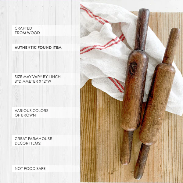 FOUND Antique Wood Rolling Pins, Set of 2