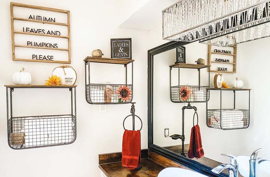 Wire Produce Wall Basket with Shelf, Set of 2