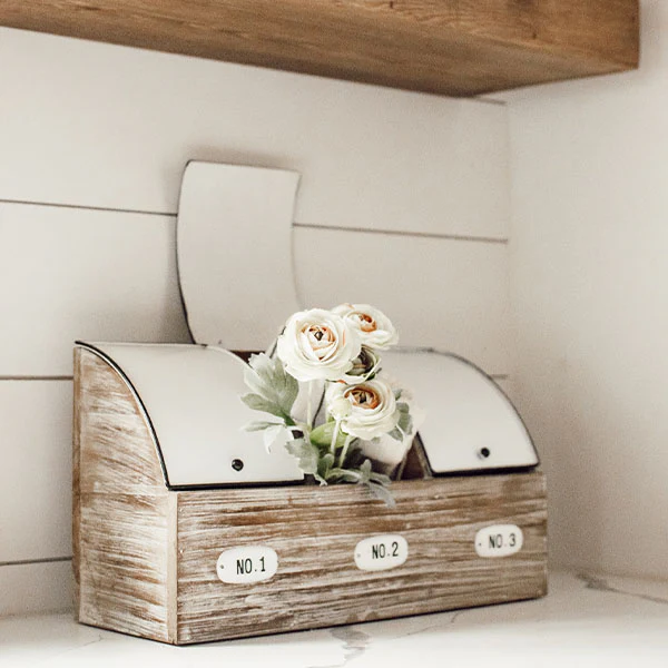 Distressed Enamel and Wood Cubby