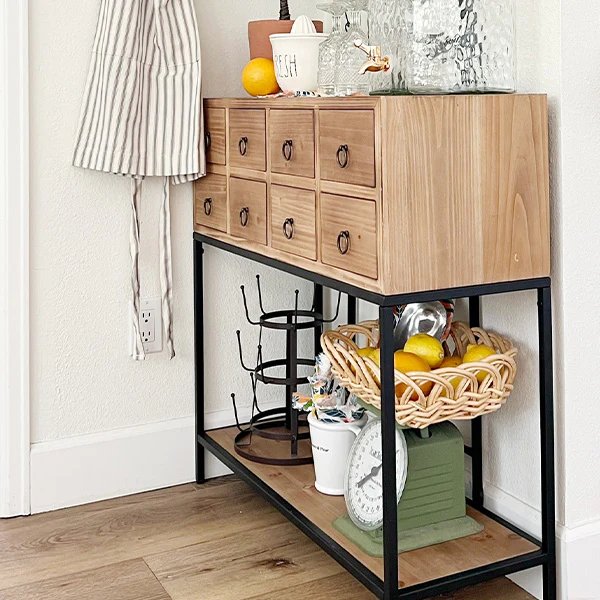 Wooden Apothecary Table with Drawers