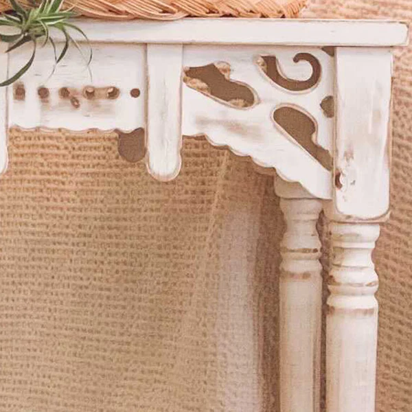 Whitewashed Victorian Accent Tables, Set of 2