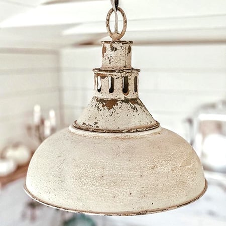 Distressed White Barn Pendant Light