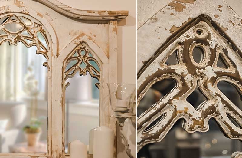 Distressed Mirror Wall Shelf