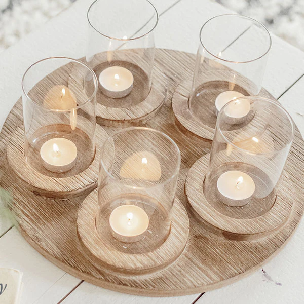 Wooden Candle Holder Display Tray