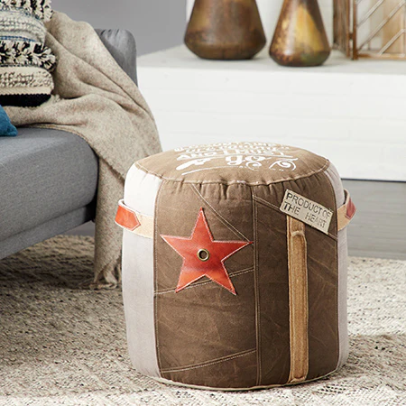 Rustic Styled Pouf Stool