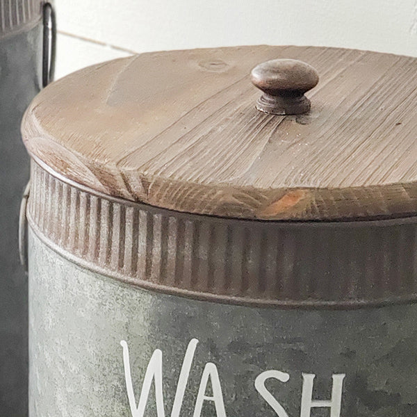 Galvanized Metal Deluxe Laundry Bins, Set of 2