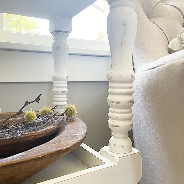 Three Tier Whitewashed Spindle Side Table