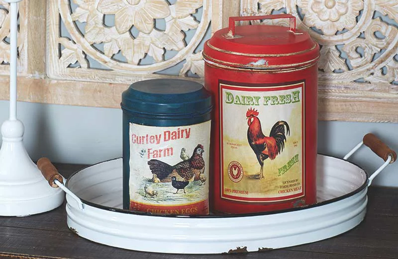 Oval Distressed Enamel Trays  Set of 2