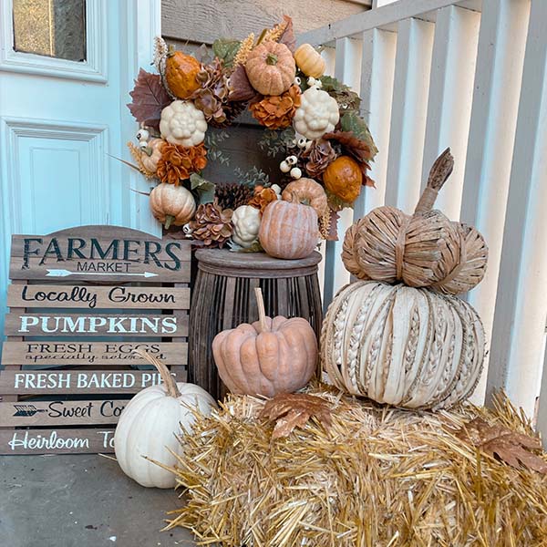 Fall Pumpkin and Pinecone Wreath