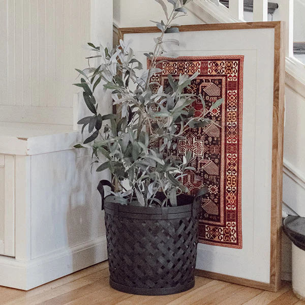 Black Woven Bamboo Baskets, Set of 2